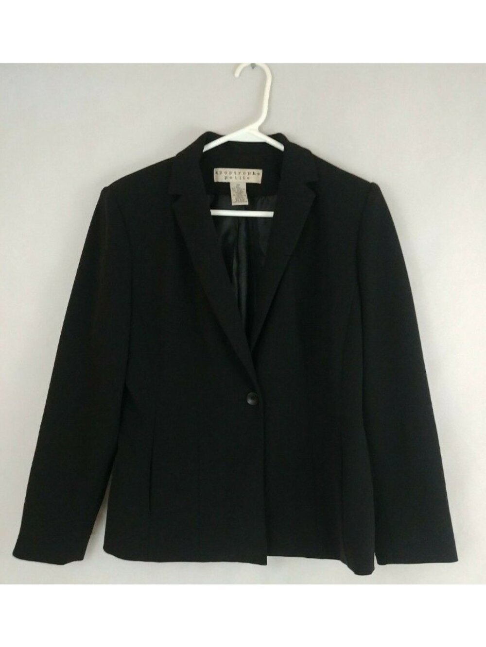Apostrophe Petites Womens Size 6P Solid Black Suit Blazer Jacket Single Breasted